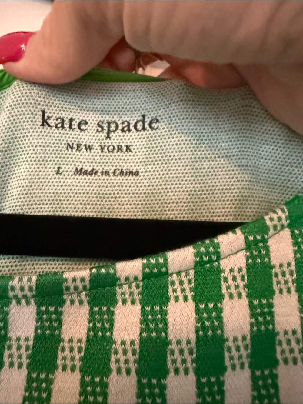 kate spade Green and White Gingham Skater Dress - Picture 3 of 3